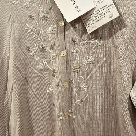 Silk Lore by Beth Terrell Beige Silk Pants & Sweater NWT Sz.1X - Picture 6 of 9